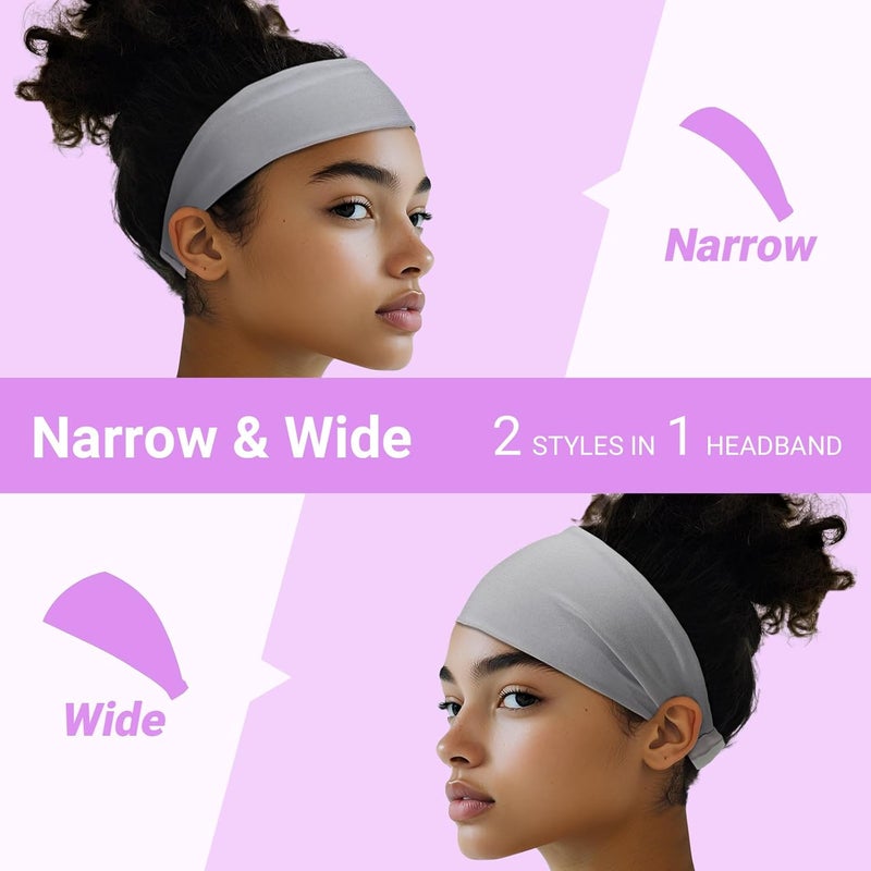 Viewind Sweat Absorb Headband for Men & Women, Athletic Headband for Running Yoga Workout, Wide Fashion Headband for Daily, 4" Width, Soft & Strechy, Non Slip Silione, 3 Colors in Pack - Image 2